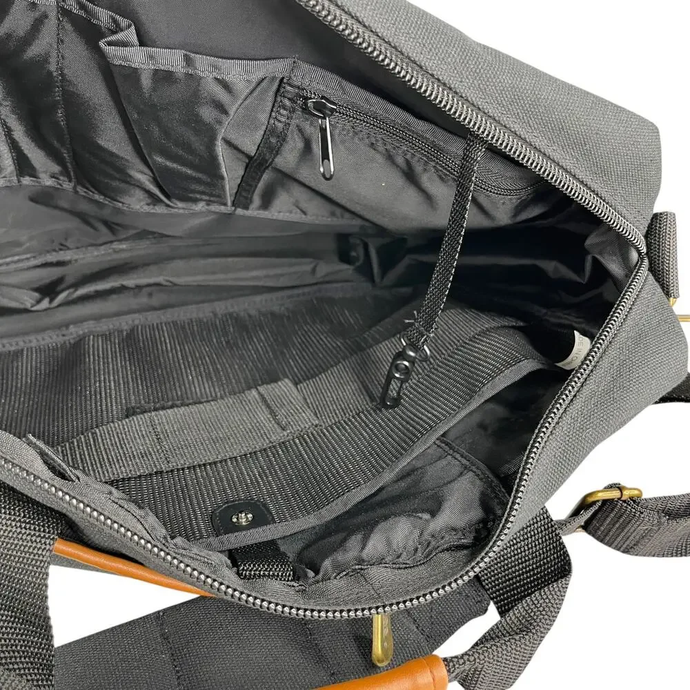 Totes Twin Pocket Briefcase Black Canvas Laptop Expandable New